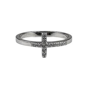 ATI Sterling Silver Ring Sideways Cross Size 9